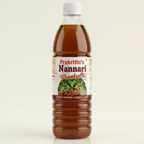 Prakrithi's Nannari Sharbath – Ayurvedic Digestive & Pitta Relief Drink – 700ml