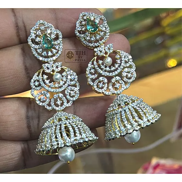 Premium AD earrings with sparkling stones Party wear collection - ME005