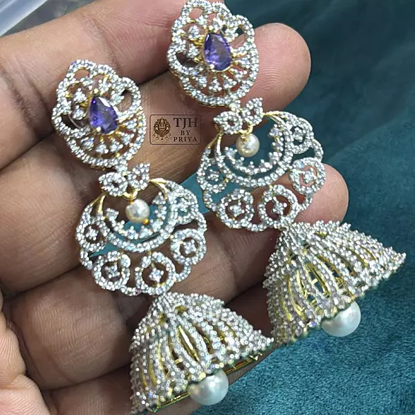 Premium AD earrings with sparkling stones Party wear collection - ME006