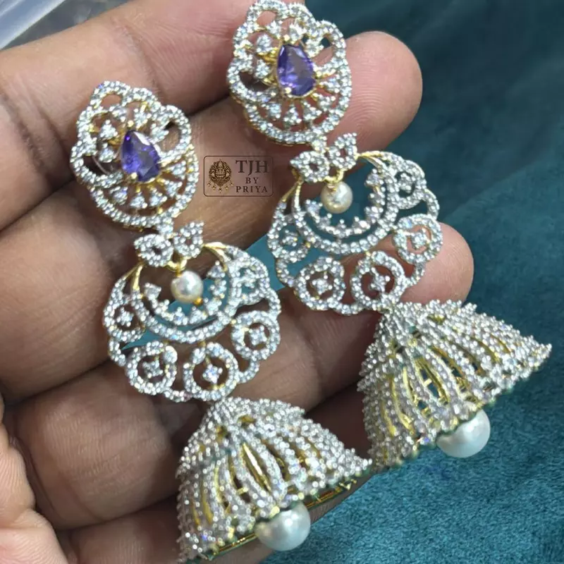 Premium AD earrings with sparkling stones Party wear collection - ME006