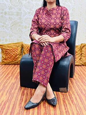 Premium Ajrakh Co-Ord Set Catalogue 3-Burgundy-2