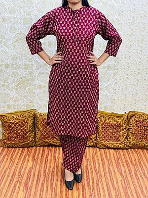 Premium Ajrakh Co-Ord Set Catalogue 3-BurntBurgundy-1