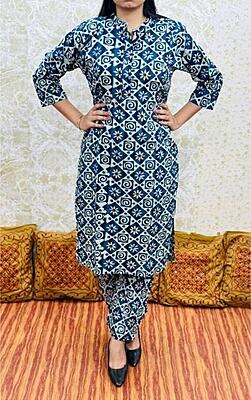 Premium Ajrakh Co-Ord Set Catalogue 3-Indigo-1