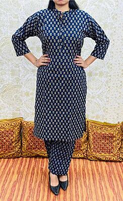 Premium Ajrakh Co-Ord Set Catalogue 3-NavyBlue-1