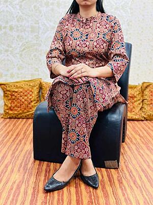 Premium Ajrakh Co-Ord Set Catalogue 3-Rust-2