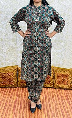 Premium Ajrakh Co-Ord Set Catalogue 3-Teal-1