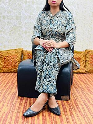 Premium Ajrakh Co-Ord Set Catalogue 3-Turquoise-2