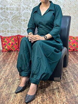 Premium Cotton Co-Ord Set Catalogue 11-BottleGreen Premium Cotton Co-Ord Set Catalogue 11-BottleGreen