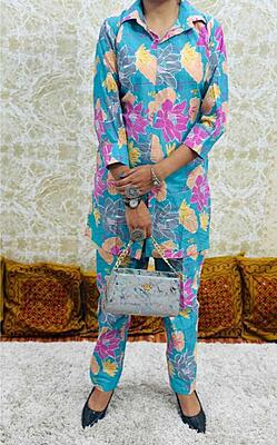 Premium Cotton Co-Ord Set Catalogue 20-AzureBlue Premium Cotton Co-Ord Set Catalogue 20-AzureBlue