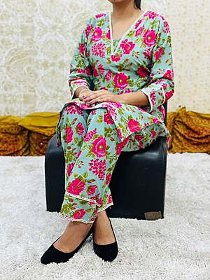 Premium Cotton Co-Ord Set Catalogue 22-Aqua-4 Premium Cotton Co-Ord Set Catalogue 22-Aqua-4