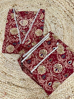 Premium Cotton Co-Ord Set Catalogue 22-Maroon-3 Premium Cotton Co-Ord Set Catalogue 22-Maroon-3