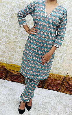 Premium Cotton Co-Ord Set Catalogue 22-Teal-2 Premium Cotton Co-Ord Set Catalogue 22-Teal-2