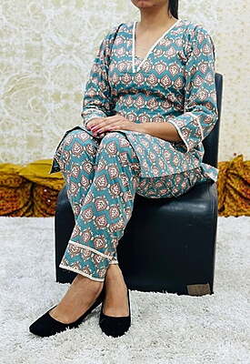 Premium Cotton Co-Ord Set Catalogue 22-Teal-4 Premium Cotton Co-Ord Set Catalogue 22-Teal-4