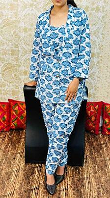 Premium Cotton Three Piece Co-Ord Set Catalogue 1-Blue-1 Premium Cotton Three Piece Co-Ord Set Catalogue 1-Blue-1
