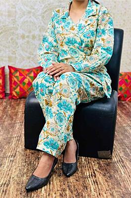 Premium Cotton Three Piece Co-Ord Set Catalogue 2-SeaGreen-2 Premium Cotton Three Piece Co-Ord Set Catalogue 2-SeaGreen-2