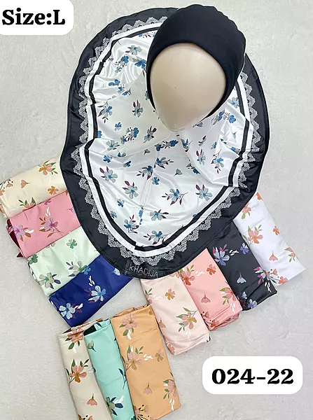 Premium Soft Makhana Instant Hijab with Flower Design
