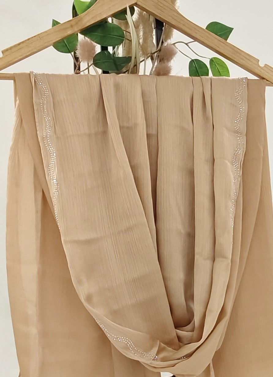 Premium Malaysian Munna Satin With Scalloped stone