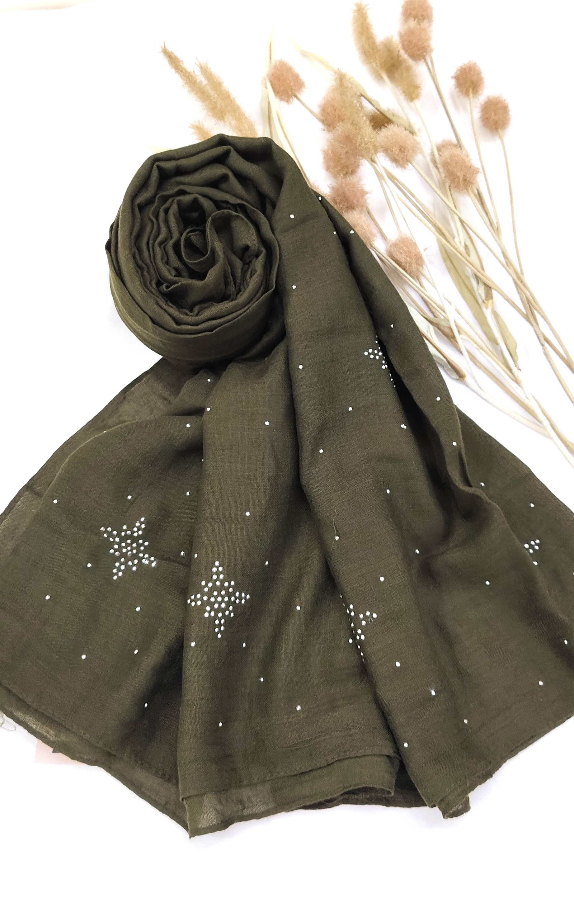 Premium Malaysian Heavy Cotton With Full Crystal Stone Hijab