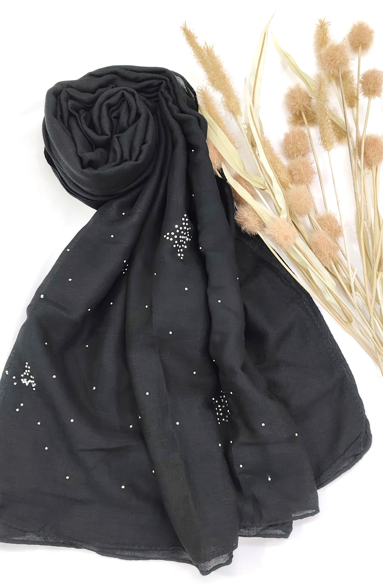Premium Malaysian Heavy Cotton With Full Crystal Stone Hijab