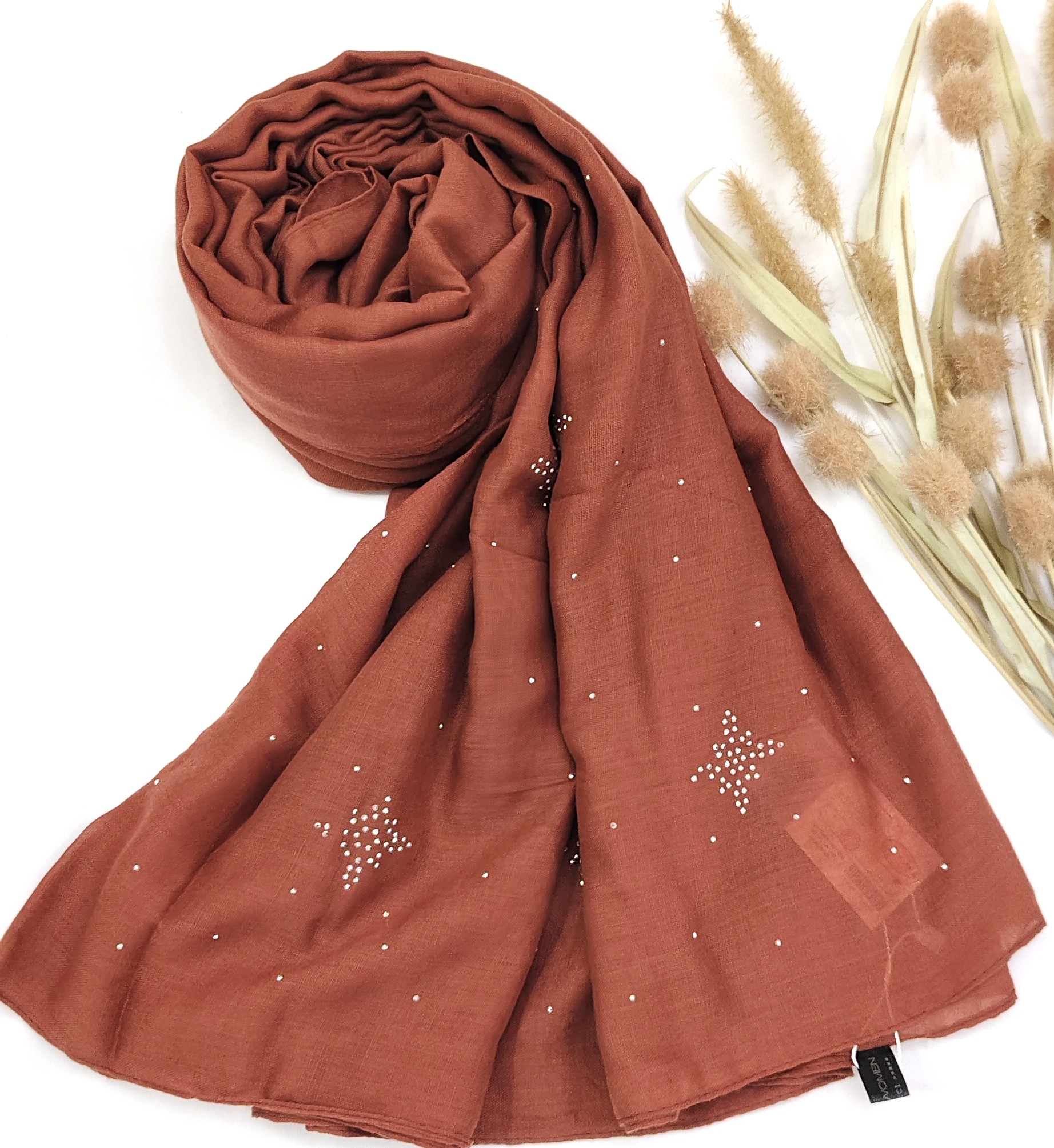 Premium Malaysian Heavy Cotton With Full Crystal Stone Hijab