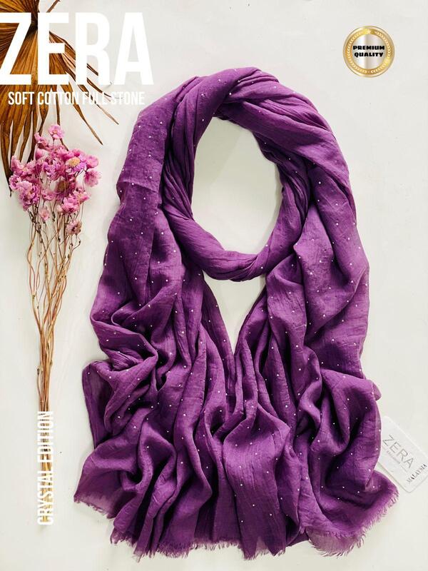 Premium Malaysian Soft Cotton With Crystal Stone Hijab