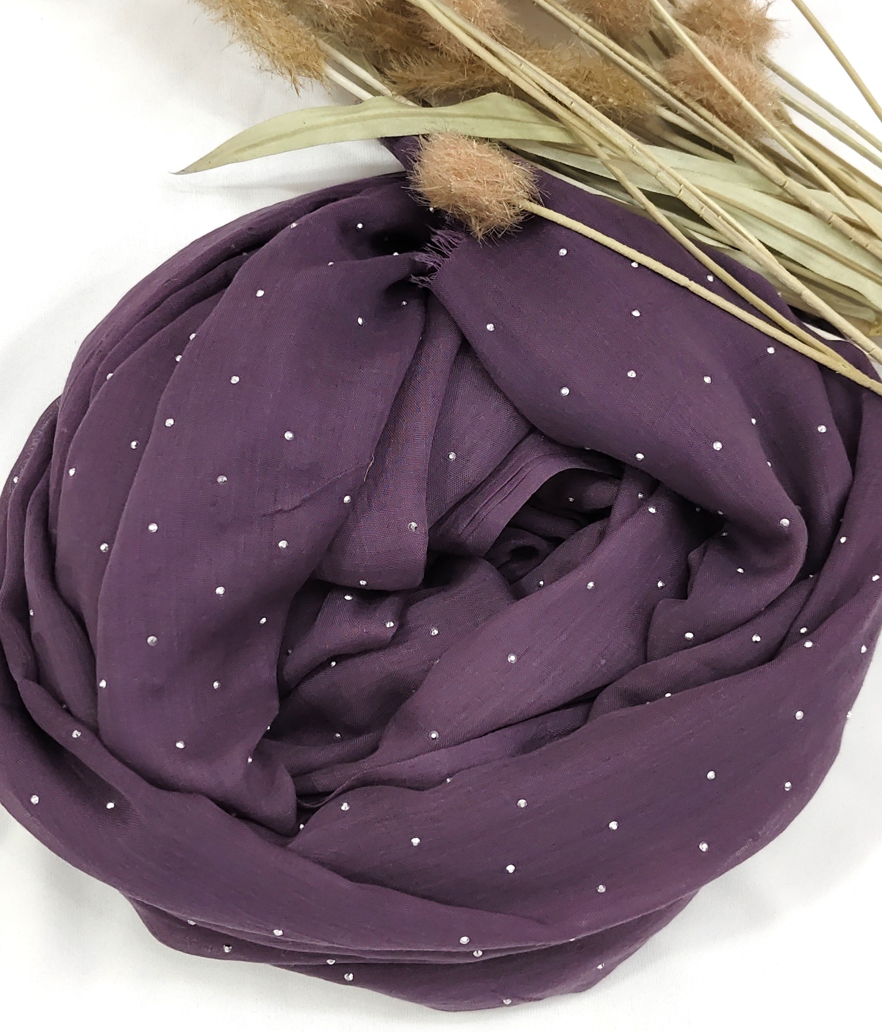 Premium Malaysian Soft Cotton With Crystal Stone Hijab