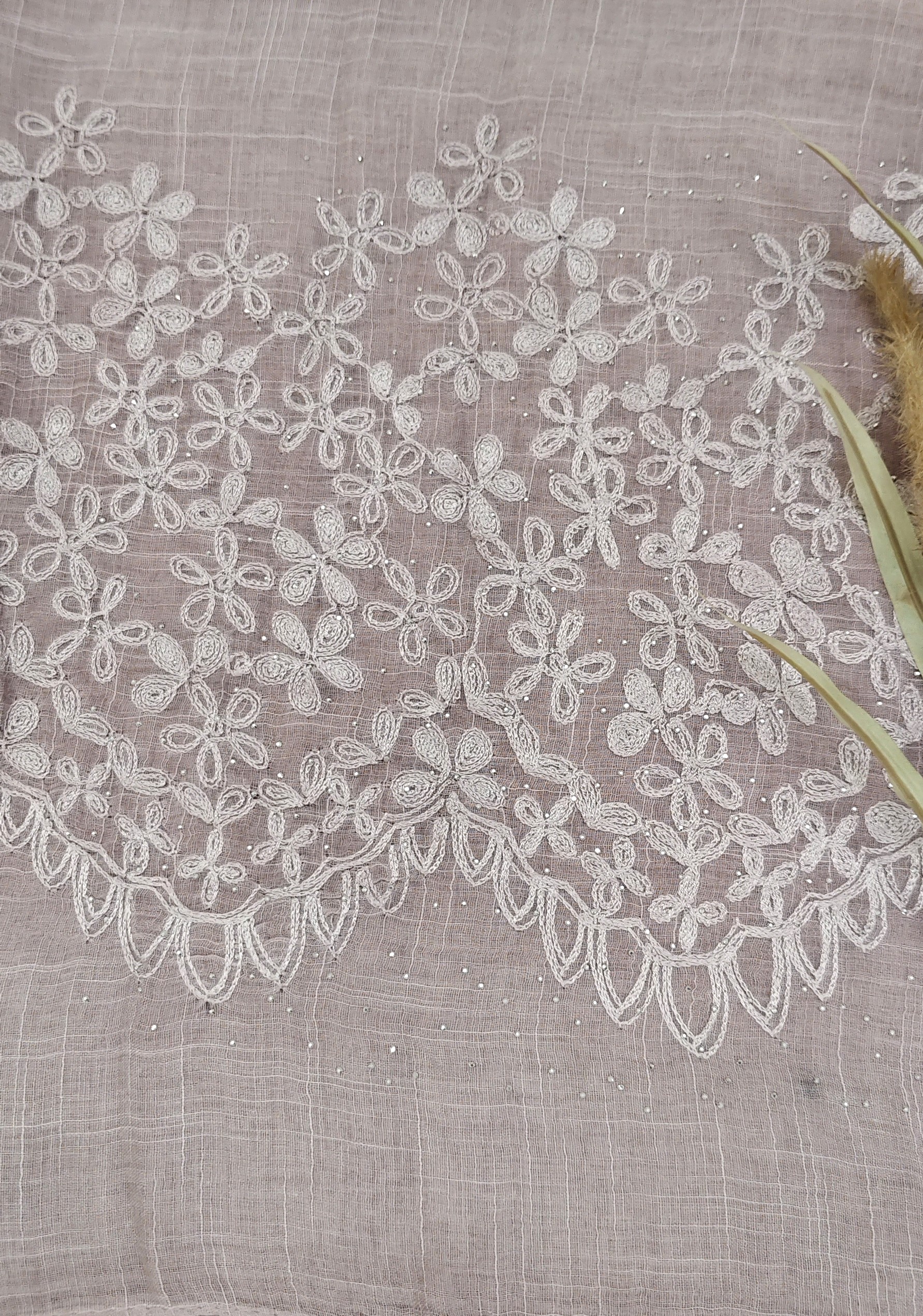 Premium Soft Cotton Embroidery with Crystal Stone