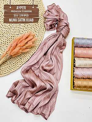 PREMIUM TURKISH SELF STRIPPED MUNA SATIN HIJAB