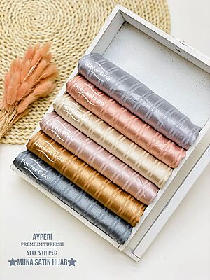 PREMIUM TURKISH SELF STRIPPED MUNA SATIN HIJAB