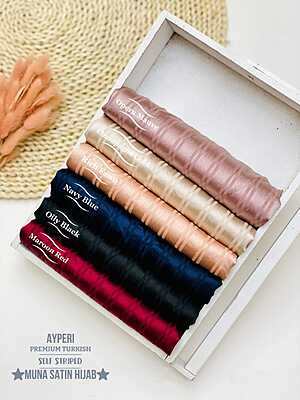 PREMIUM TURKISH SELF STRIPPED MUNA SATIN HIJAB