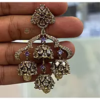 Premium chandelier earrings with sparkling stones Party wear collection - ME001