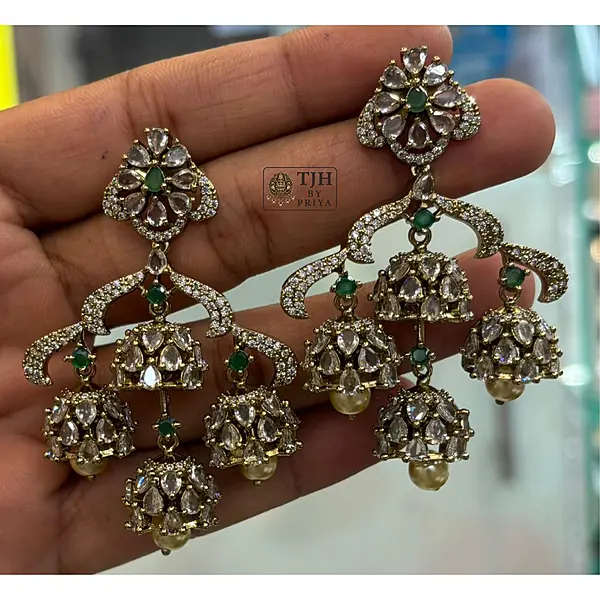 Premium chandelier earrings with sparkling stones Party wear collection - ME002