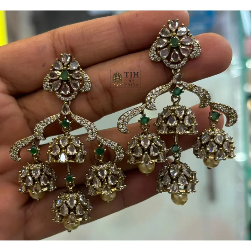 Premium chandelier earrings with sparkling stones Party wear collection - ME002
