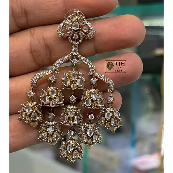 Premium chandelier earrings with sparkling stones Party wear collection - ME003