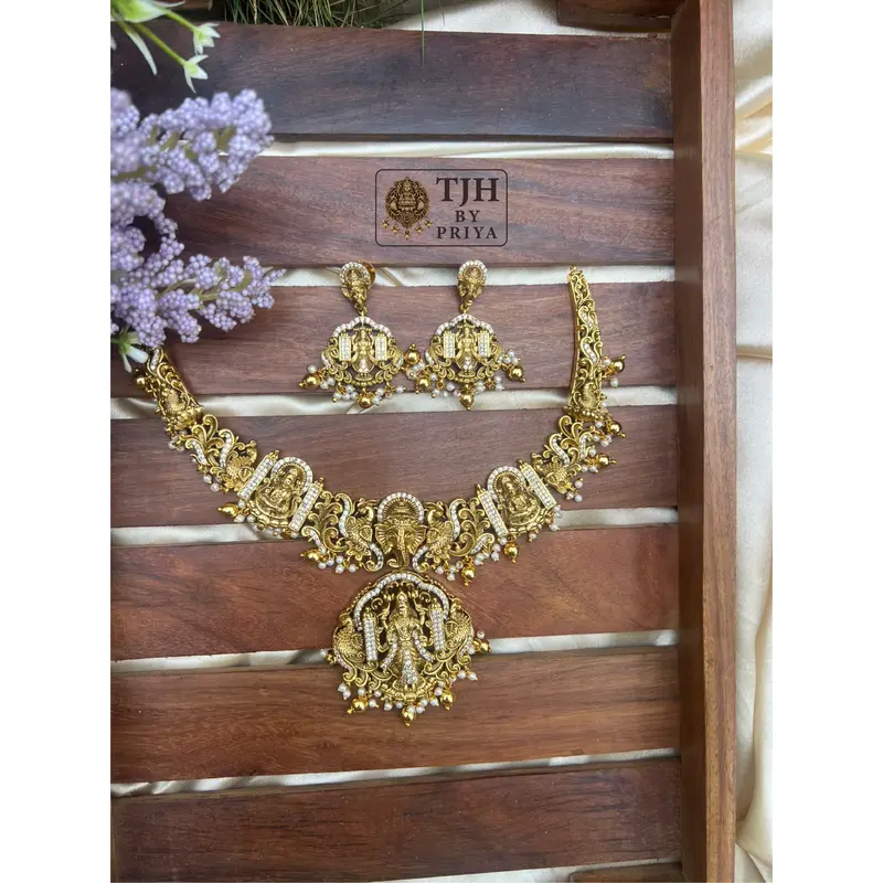 Premium quality Multicolor nakshi necklace with Lakshmi and elephant motifs- TN005