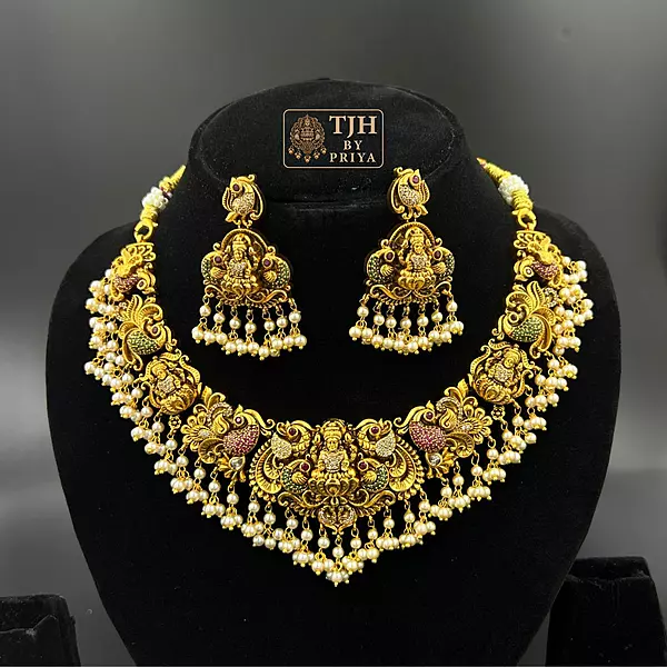 Premium quality Multicolor nakshi necklace with Lakshmi and peacock motifs- TN003