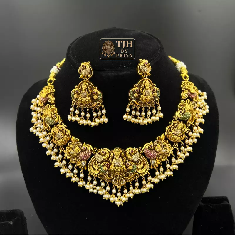Premium quality Multicolor nakshi necklace with Lakshmi and peacock motifs- TN003