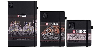 SAKURA HARDBOUND SKETCHBOOK, 140GSM BLACK PAPER, 160 PAGES SAKURA HARDBOUND SKETCHBOOK, 140GSM BLACK PAPER, 160 PAGES