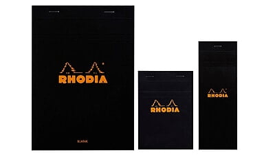 RHODIA BASICS HEAD STAPLED PAD, 80GSM, BLACK