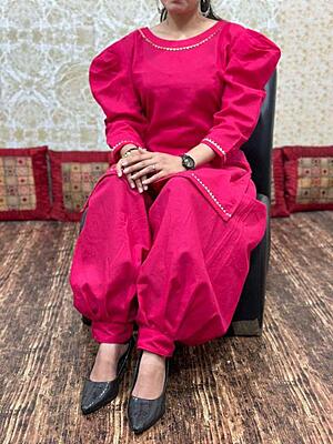 Pure Cotton Gota Patti Co-Ord Set Catalogue 1-Magenta