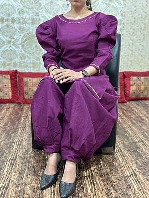 Pure Cotton Gota Patti Co-Ord Set Catalogue 1-Purple