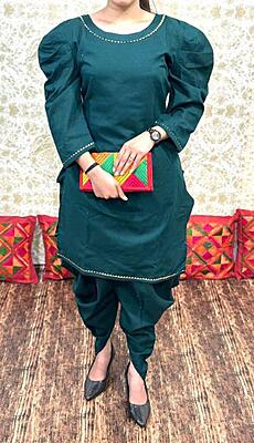 Pure Cotton Gota Patti Co-Ord Set Catalogue 2-BottleGreen Pure Cotton Gota Patti Co-Ord Set Catalogue 2-BottleGreen