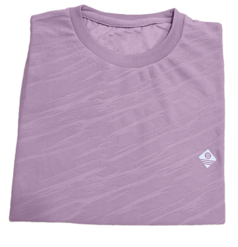 Purple Self Design Round Neck Tshirt