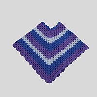 (1-2 Years) Baby Handknitted Woolen Poncho, Purple and Blue Striped