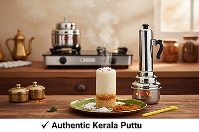 Granny Kitchen Stainless Steel Puttu Cooker | Traditional Kerala Puttu Cooker