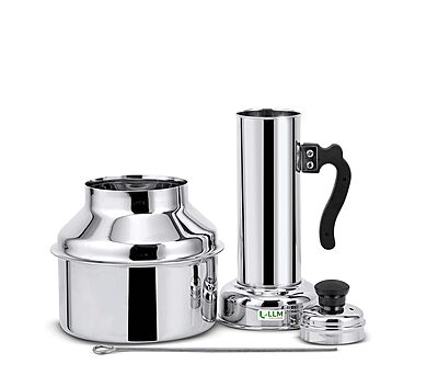 LLM Stainless Steel Puttu Maker with Steamer, 1.5 Litre, Traditional Kitchen Cookware,