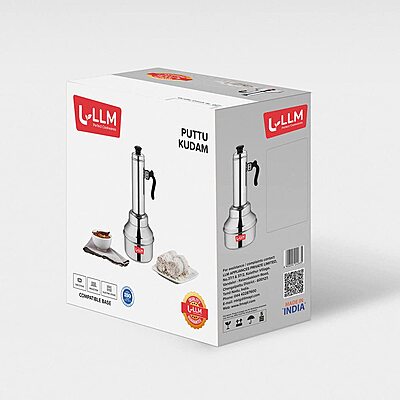 LLM Stainless Steel Puttu Maker with Steamer, 1.5 Litre, Traditional Kitchen Cookware,