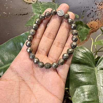 Pyrite With Evil Eye Charm Crystal Bracelet