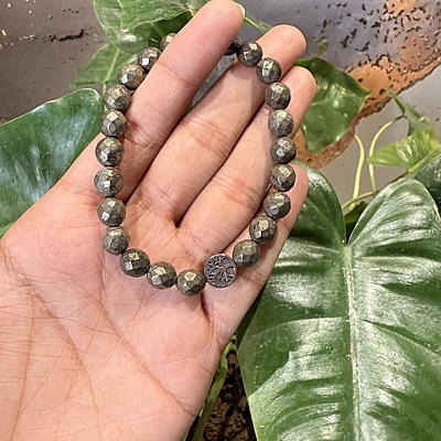 Pyrite With Evil Eye Charm Crystal Bracelet