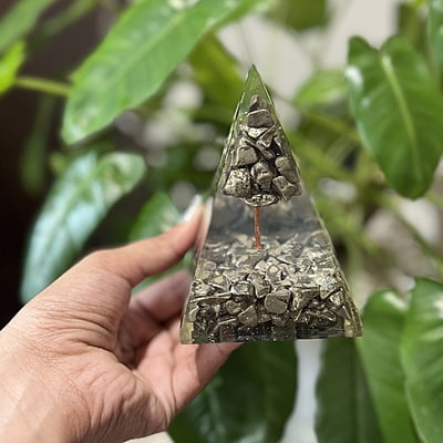 Pyrite Resin Pyramid
